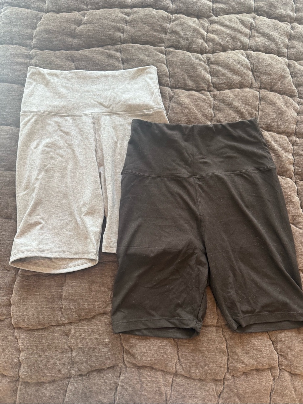 High-Waist Bike Shorts - Grey and Brown